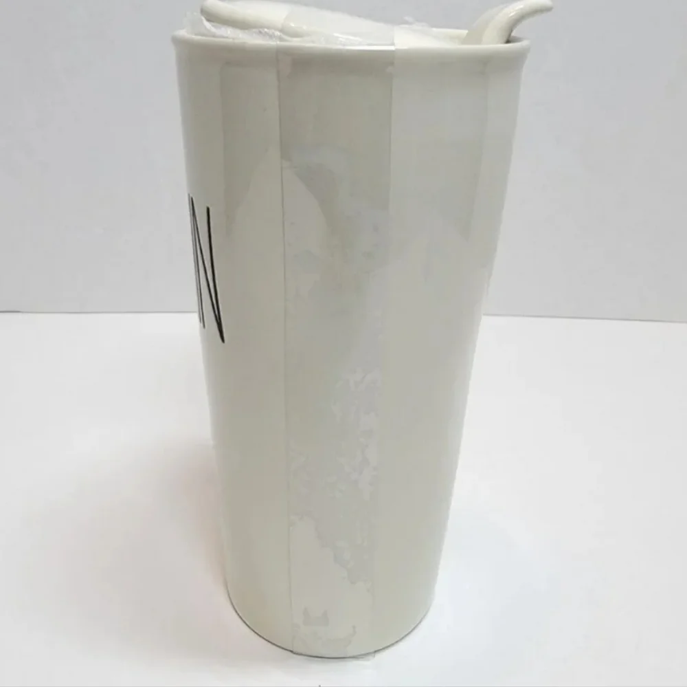 Rae Dunn Pumpkin Spice Ceramic Travel Tumbler Mug Cup with Lid Fall Autumn
